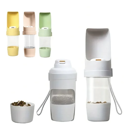 Pet Travel Water Bottle with Food Container
