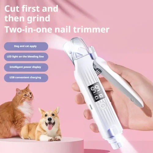 Professional Pet Nail Clipper Scissors With LED Light 2 in 1 Dog Cat r Grinder Low Noise