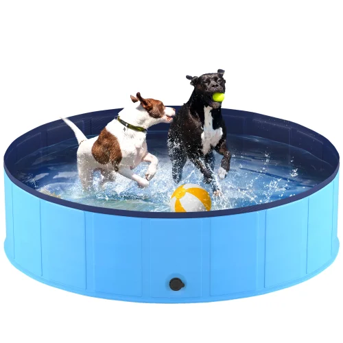 Portable Dog Pool, Foldable Pet Swimming Tub, Anti-Slip Collapsible Pet Bathtub, Hard Plastic