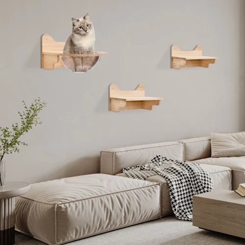 Wall-Mounted Wooden Cat Space Capsule Cat Bed Step Pets Condon House Cat Tree Toy Cat Furniture
