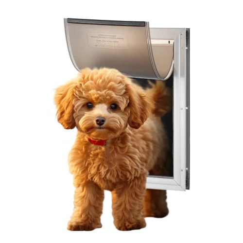 SucceBuy Pet Door Aluminum Frame with Lock and Flap System