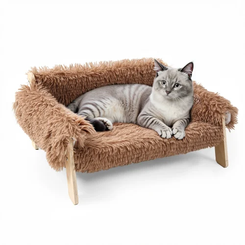 Large Cat Bed Plush - Soft Cat Couch